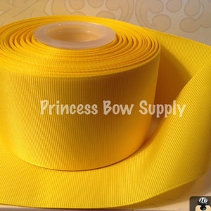 2.25&quot; yellow cheer width grosgrain ribbon for cheer sport team bows school uniform bow supplies, summer wreath ribbon supplies