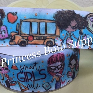 1.5&quot; school bus double sided grosgrain ribbon, school hair bow supplies, teacher classroom wreath ribbon supplies
