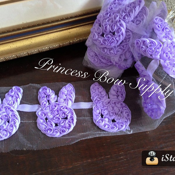 3" lavender flower bunny rabbit EASTER chiffon flower, choose quantity for DIY baby toddler teen adult headband wholesale bow supplies