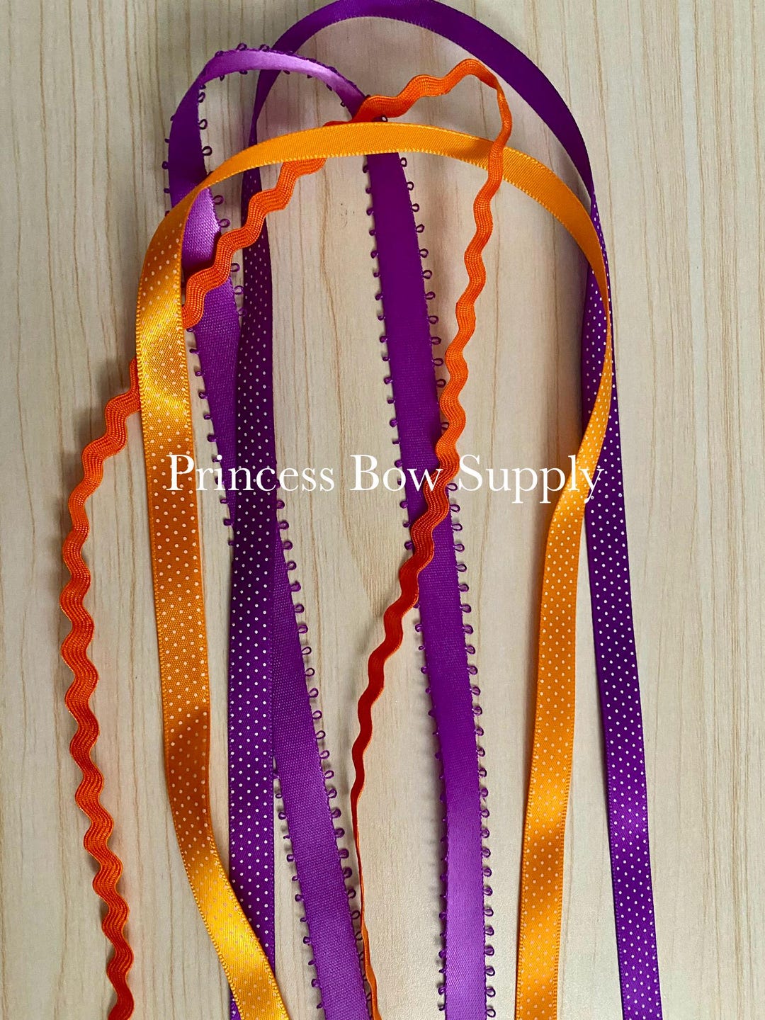 Mixed Base Ribbon 4 Yards Mixed Ribbons, 1 Yard Each of Orange Purple Satin Polka Dot ...