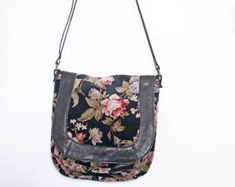 Cotton Velvet Rose Messenger Bag