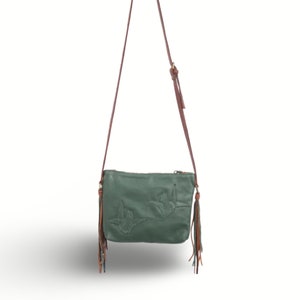 Leather crossbody bag with fringe image 1