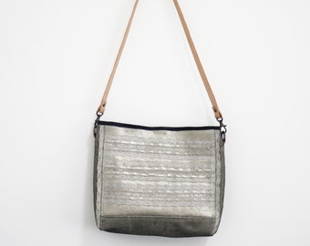 Stunning Metallic Leather with Mesh Accents bag