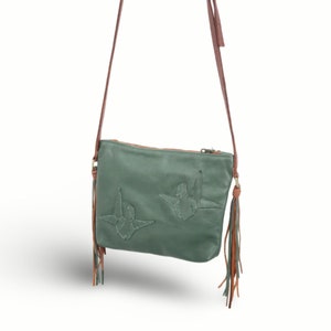 Leather crossbody bag with fringe image 2