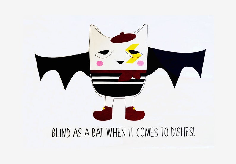 Bat Tea Towel Blind as a Bat When it Comes to Etsy