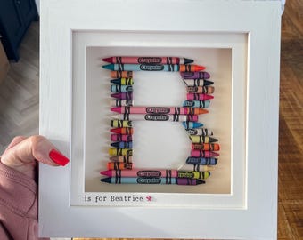 Crayon Letter Frame, Bespoke Baby Keepsake Gift