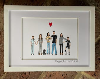 Illustrated people, hand drawn and painted