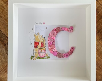 Character personalised frame; hand drawn and painted