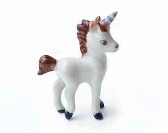 Miniature Unicorn - Tiny Unicorn - Ceramic Porcelain Figurine - Ceramic Hand Painted -  So Cute