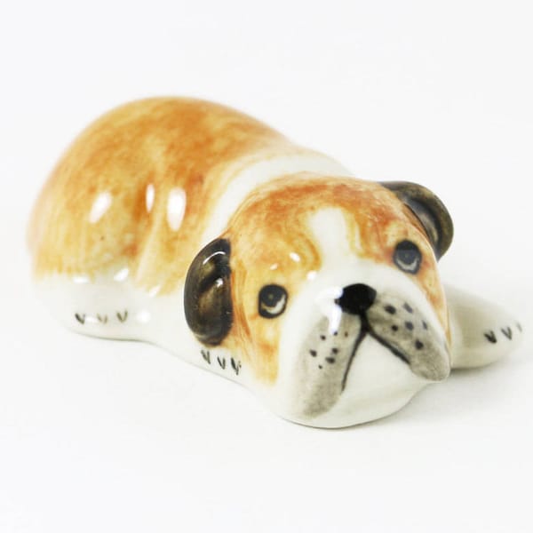 Tiny Bulldog- Miniature Bulldog - Ceramic Hand Painted