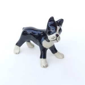 Miniature Ceramic Boxer Dog  - Miniature Animal Statue Dog - Dog Figurine -Ceramic Hand Painted