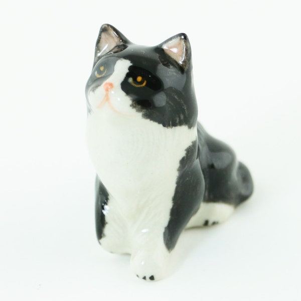 Tiny Ceramic Cat - Miniature  Animal Figurine -  Ceramic Hand Painted