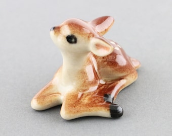 Bébé chevreuil miniature, Collection faon, Petit chevreuil en céramique, Chevreuil en céramique peint à la main