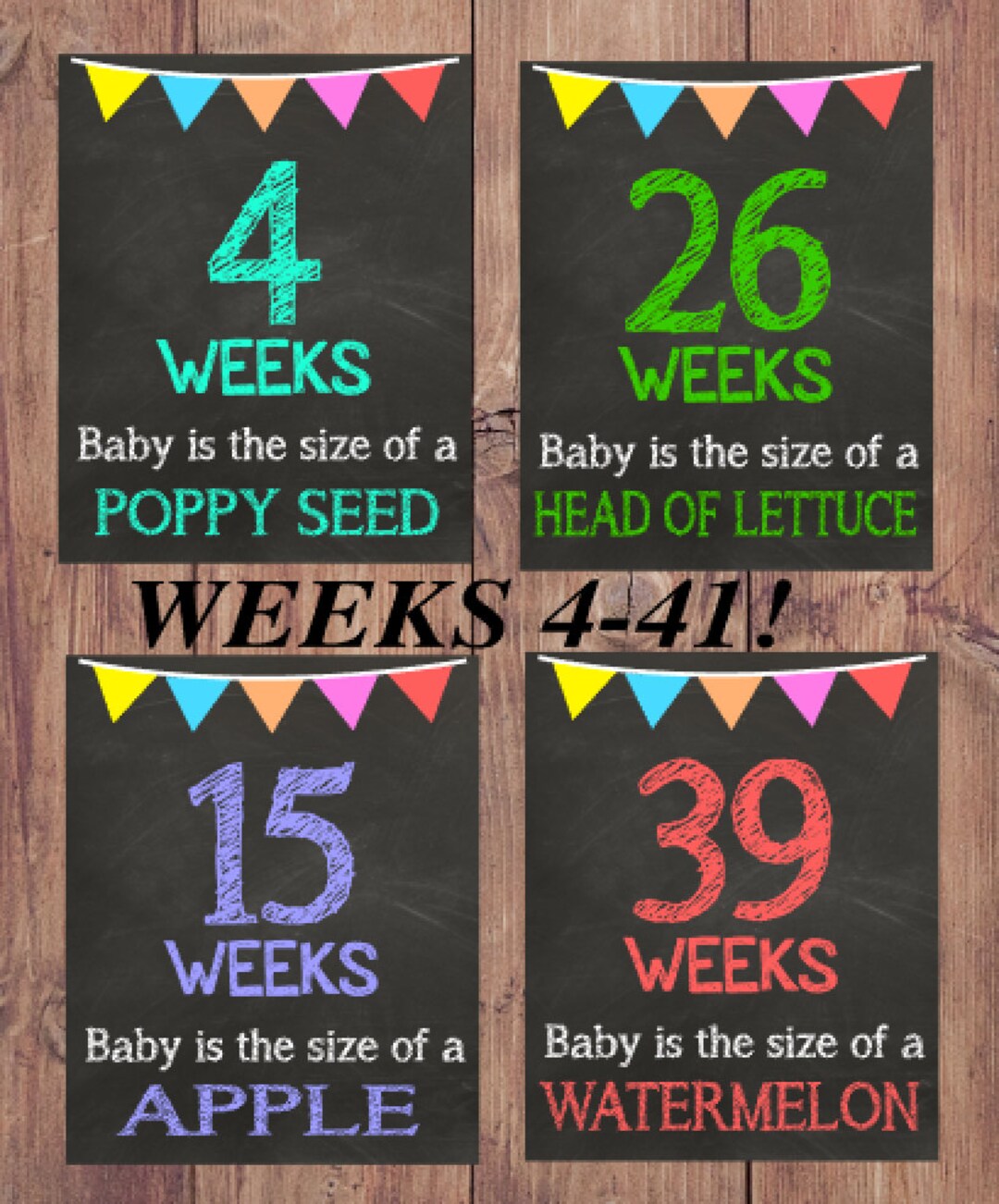 Weeks of Pregnancy Chalkboard Signs Weeks 4-41 Included! Printable ...