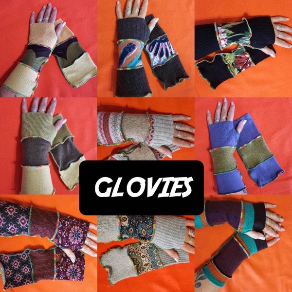 GLOVIES -  upcycled wrist arm warmers fingerless gloves arthritis fibromyalgia choose your own colours