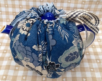 Cotton fabric drawstring tea cosy cotton lined choose your own fabric  tea cozy gift ex pat