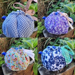 Cotton fabric drawstring tea cosy cotton lined choose your own fabric tea cozy gift ex pat image 2