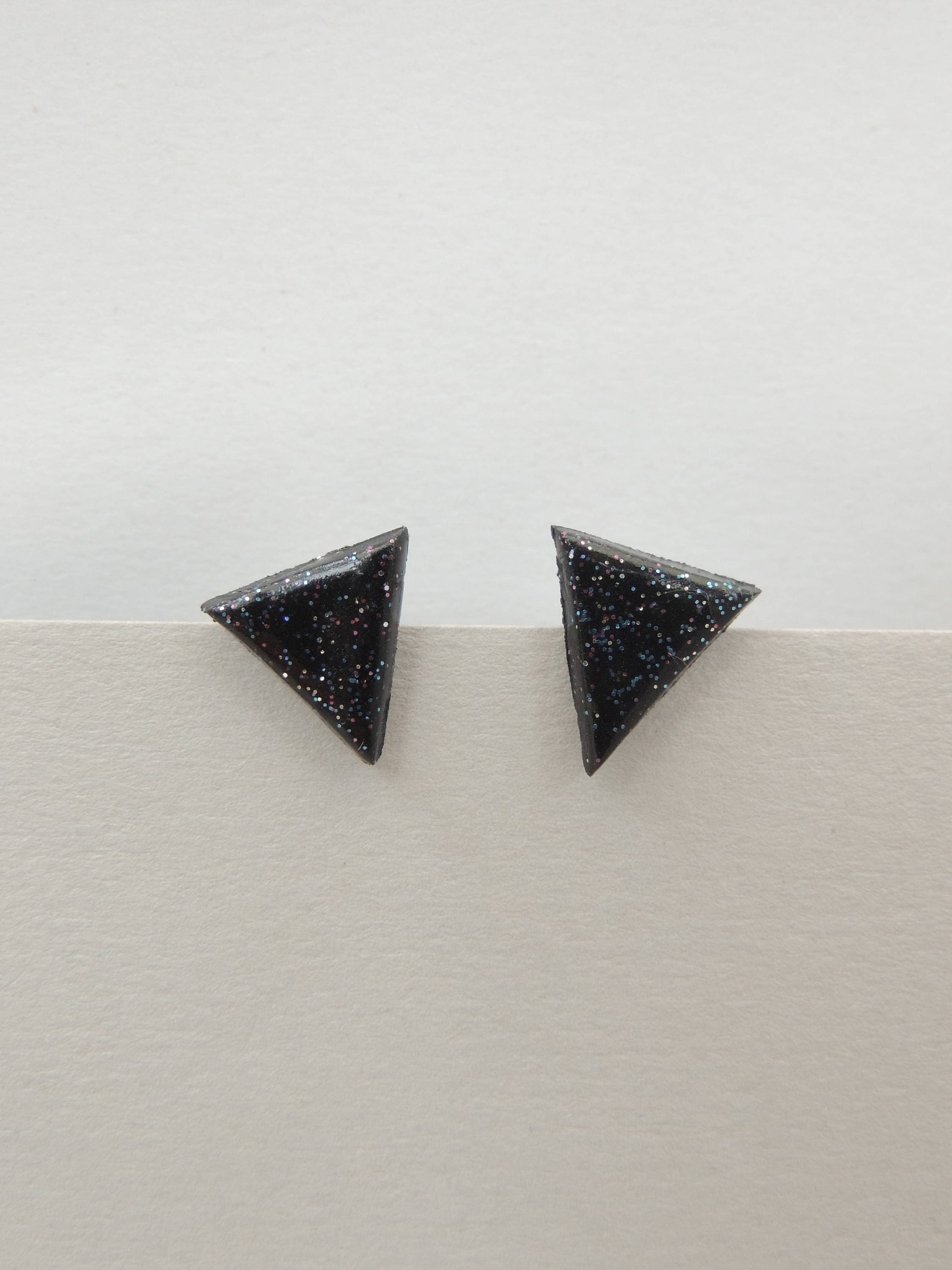 Black Triangle Earrings Geometric Stud Earrings Modern Etsy