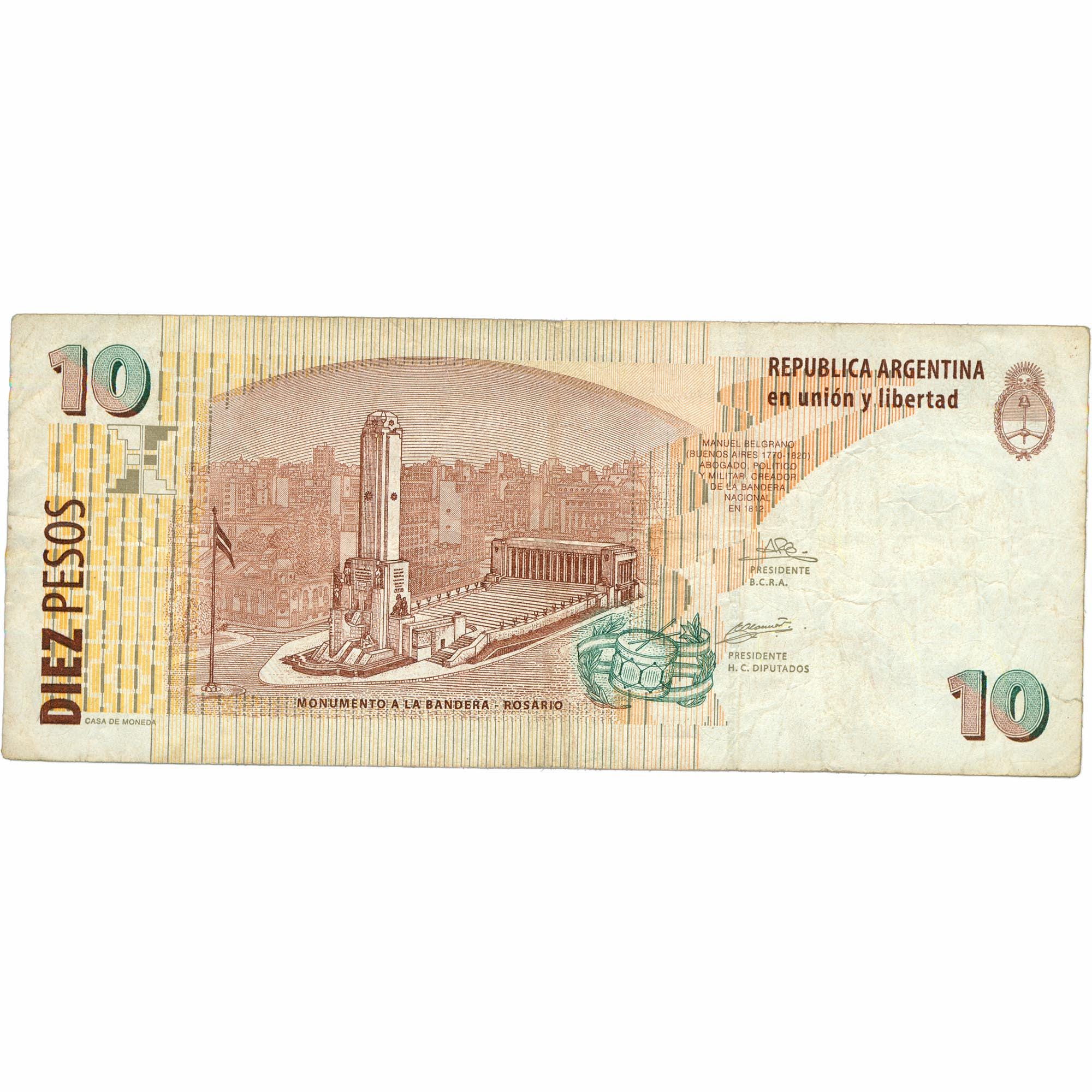 2003 Argentina 10 Pesos Banknote (BAN406-)