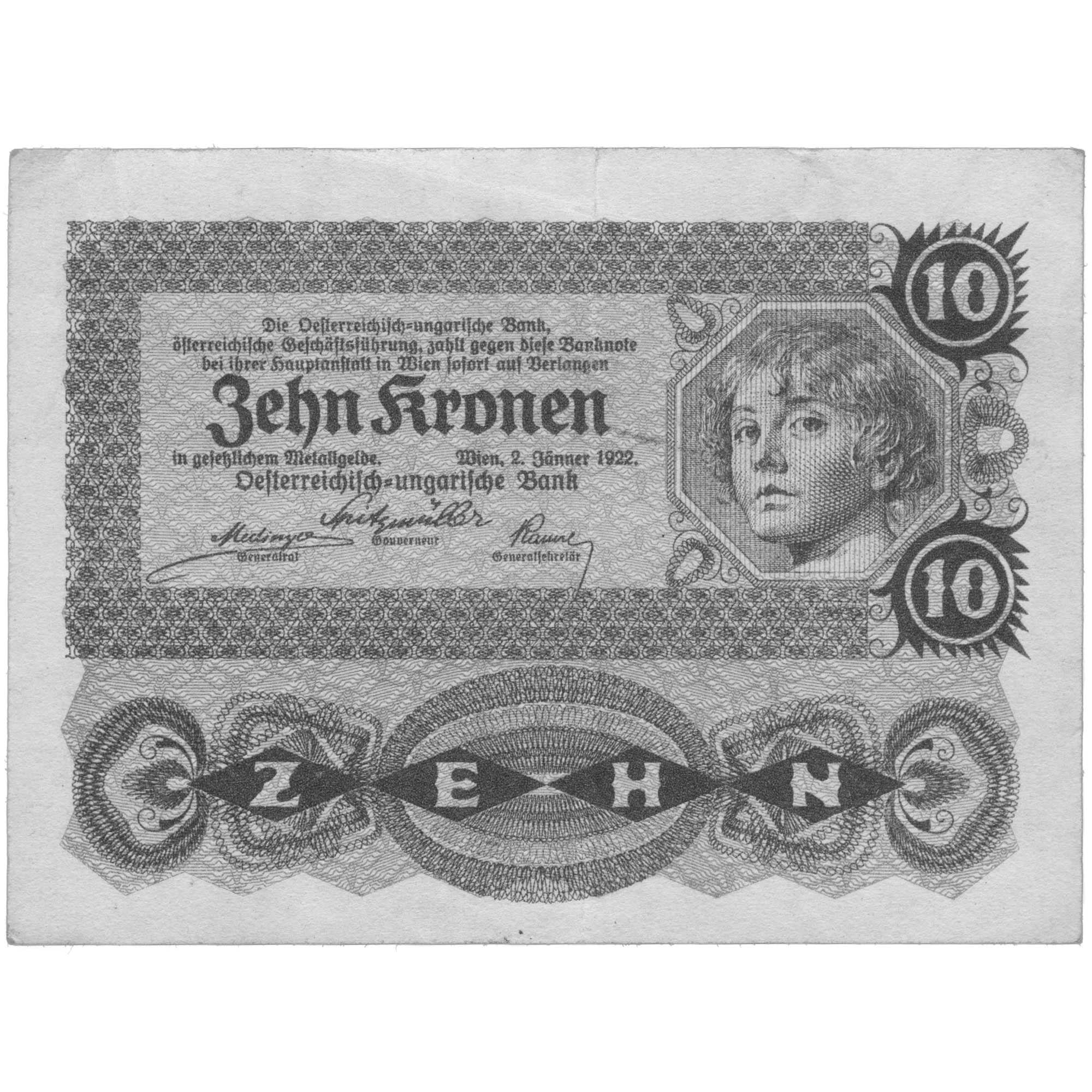 1922 Austria-Hungary 10 Kronen Banknote (BAN558-)