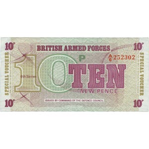 1972 British Armed Forces 10 New Pence Special Voucher (6th Series) (BAN291-)