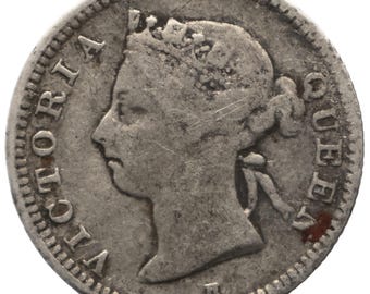 1890 H Five Cents Queen Victoria Hong Kong Coin Heaton Mint