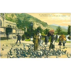 Monte Carlo, Monaco - Cartolina Les Pigeons sur la Place du Casino