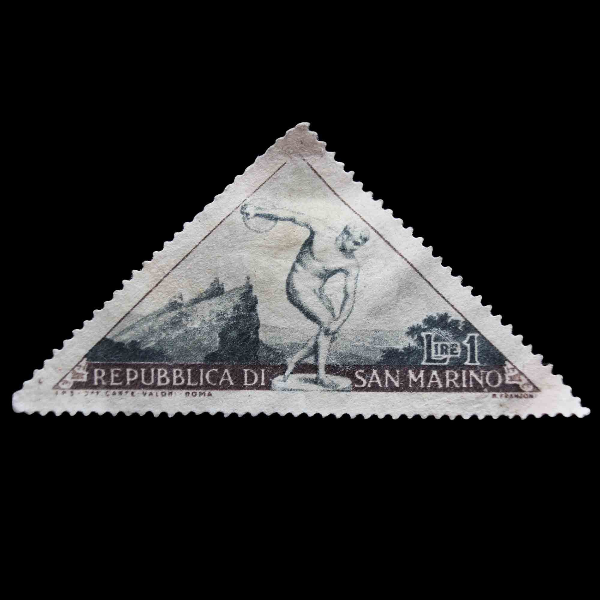 San Marino 1953 1 Sammarinese lira Usato Francobollo Postale Etsy