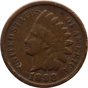 Moneta da un centesimo degli Stati Uniti del 1898, testa indiana