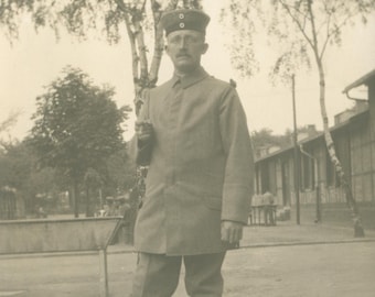 1917-1918 World War I German Soldier Photo Postcard Military Camp
