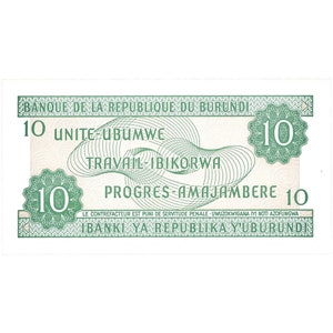 1997 Burundi Banknote 10 Francs Sammler Papiergeld