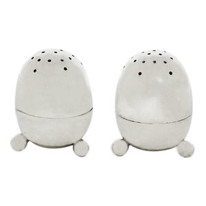 Antique Sterling Silver Egg Salt & Pepper Shakers - Sheffield 1901