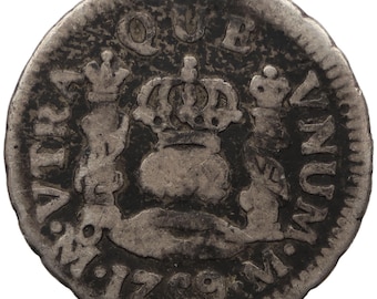 1759 Mo 1/2 Real Mexico Coin Ferdinand VI Silver