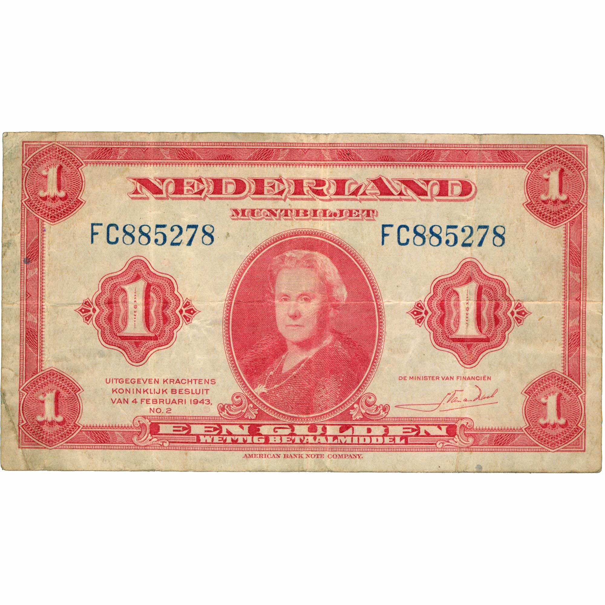 1943 Netherlands 1 Gulden Banknote (BAN439-)