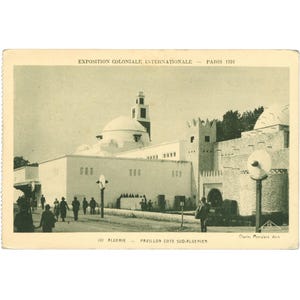 Postal del pabellón del sur de Argelia de la Exposición Internacional Colonial de París de 1931