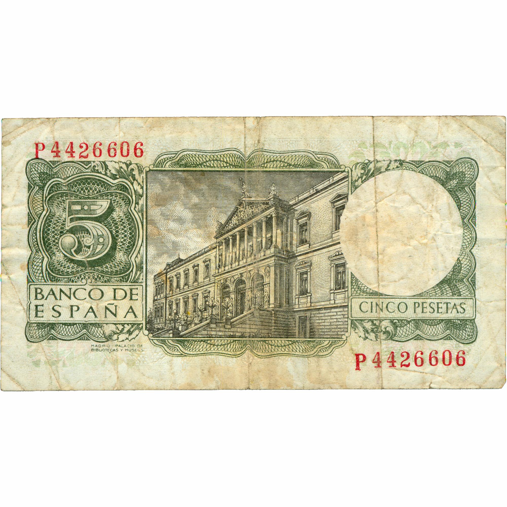 1954 Spain 5 Pesetas Banknote (BAN440-)