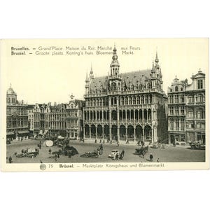 Bruxelles, Belgique - Maison du Roi et marché aux fleurs, Grand-Place - Carte postale