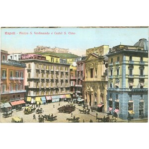 Naples, Italie - Piazza San Ferdinando et Castel Sant'Elmo - Carte postale