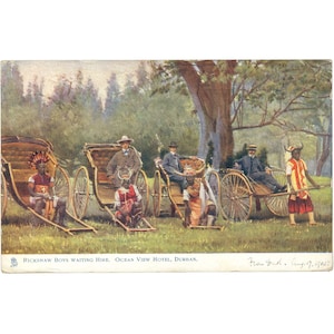 1905 Durban, Sudafrica Rickshaw Boys Cartolina Natal 1904 Francobollo da 1 penny
