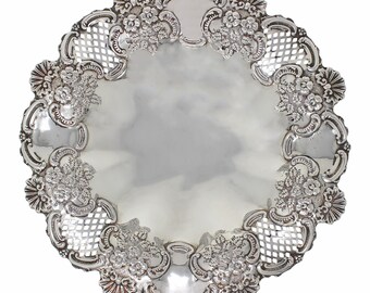 Large 1897 Antique Silver Fruit Bowl Victorian Era Silversmiths William Devenport Birmingham Hallmarks