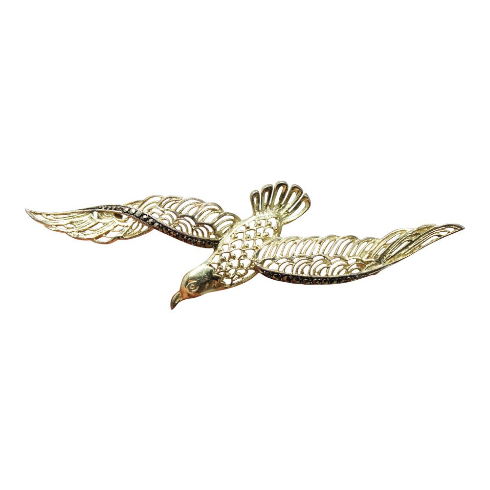 Vintage Silver Brooch Seagull Bird Germany