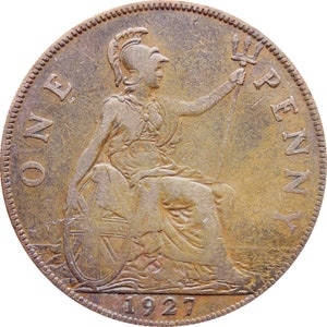 1927 One Penny George V United Kingdom Coin (MO1105-)