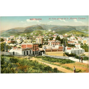 Barcelone, Espagne - Carte postale Vue du Tibidabo, milieu du XXe siècle