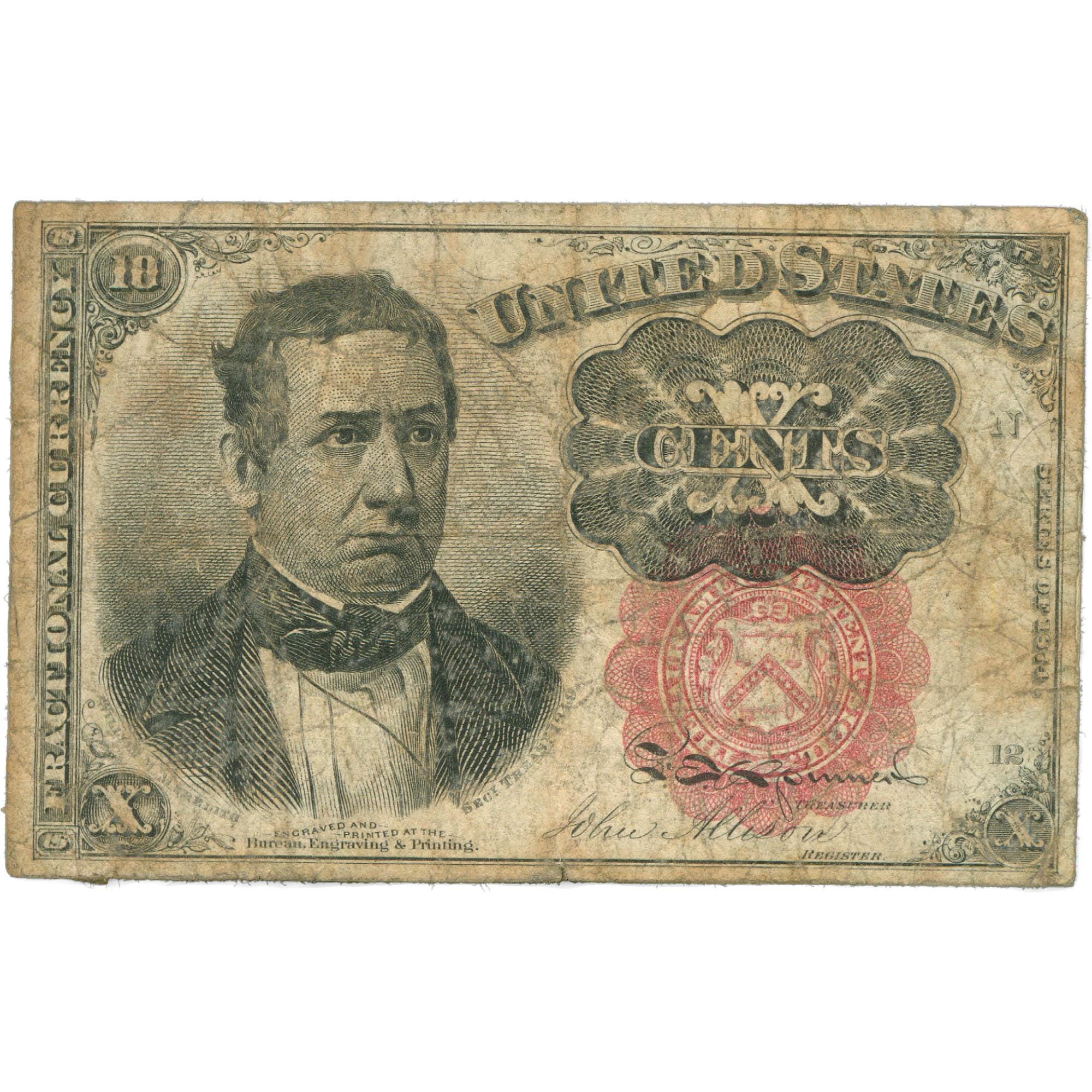 1874 United States 10 Cents Fractional Currency Note – Fifth Issue (BAN497-)