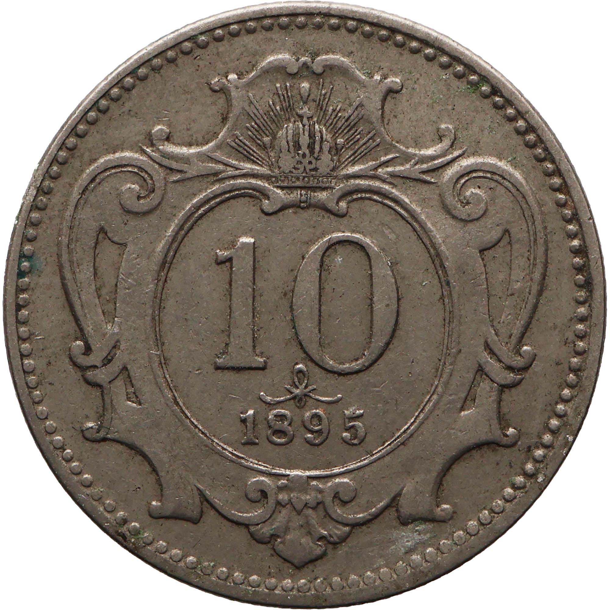 1895 10 ヘラー オーストリア – ハプスブルク家 フランツ・ヨーゼフ1世 コイン - Etsy 日本
