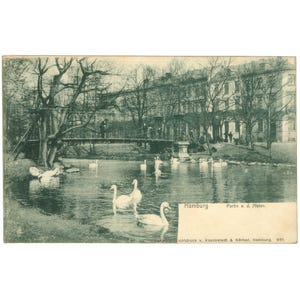 Amburgo, Germania - Cartolina Partie an der Alster dell'inizio del XX secolo