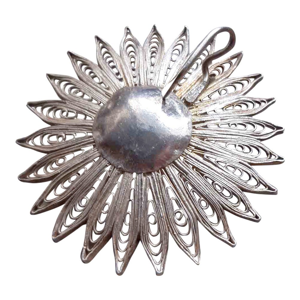 Antique Silver Pendant Flower Jewellery