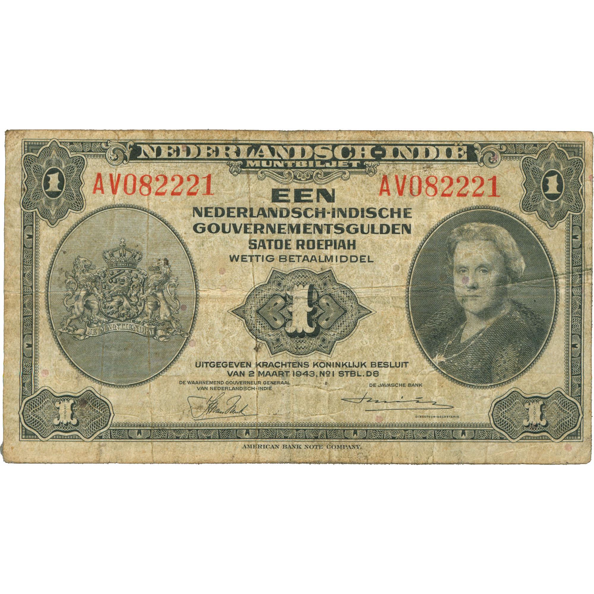 1943 Netherlands Indies 1 Gulden Banknote (BAN277-) - Etsy Australia
