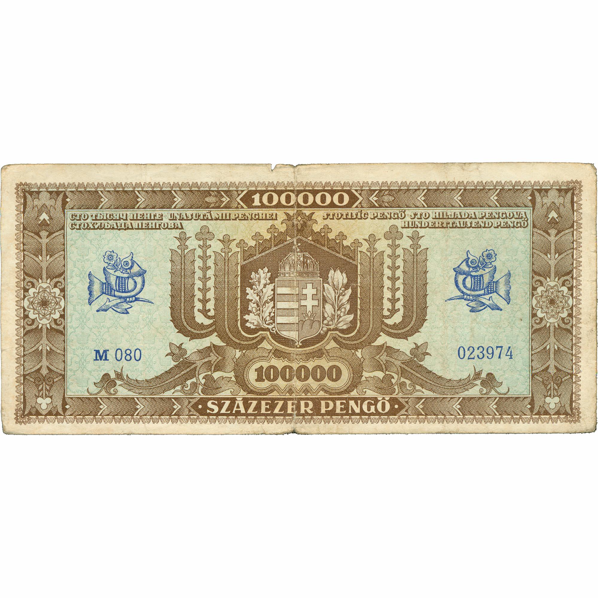 1945 Hungary 100000 Pengő Banknote (BAN462-)