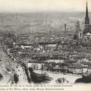 Francia Cartolina di Rouen - Panorama e vista della Senna dal monte Sainte-Catherine